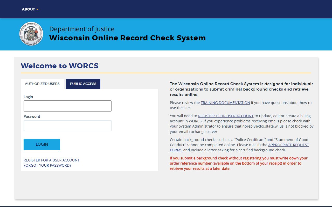 Oneida County court records after arrest Wisconsin WORCS criminal history portal